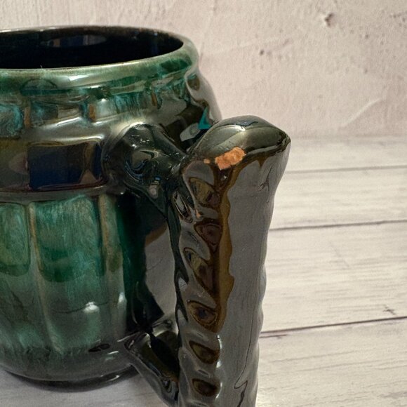 Blue Mountain Barrel Mug with Handle Drip Glaze Redware Mid Century (SKU: 189MI) - Picture 8 of 8